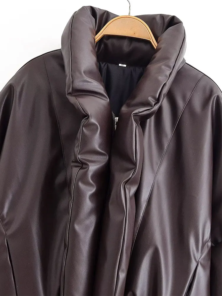 سترة نسائية أنيقة من NLZGMSJ بسحاب أمامي بني من البولي يوريثان ورقبة طية صدر السترة وأكمام طويلة سترة قطنية أنيقة للسيدات #1