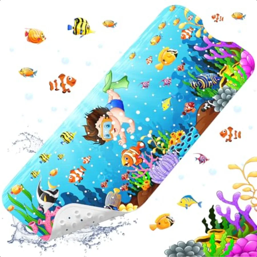 

Детский коврик для ванной, нескользящий коврик для ванной с присоской и сливными отверстиями, моющийся