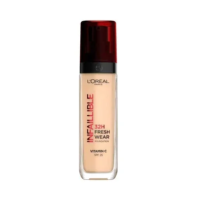 L'Oréal Paris, Base de maquillaje Líquida Infaillible 32h Fresh Wear,Tono: Lin (100), 30 ml
