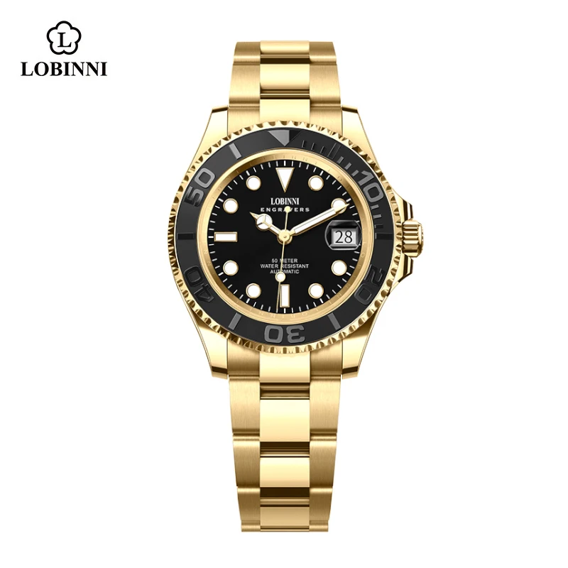 

LOBINNI Business 5ATM Water-resistant Classic Sport 40mm Wrist Watch Stainless Steel Band Automatic Watches