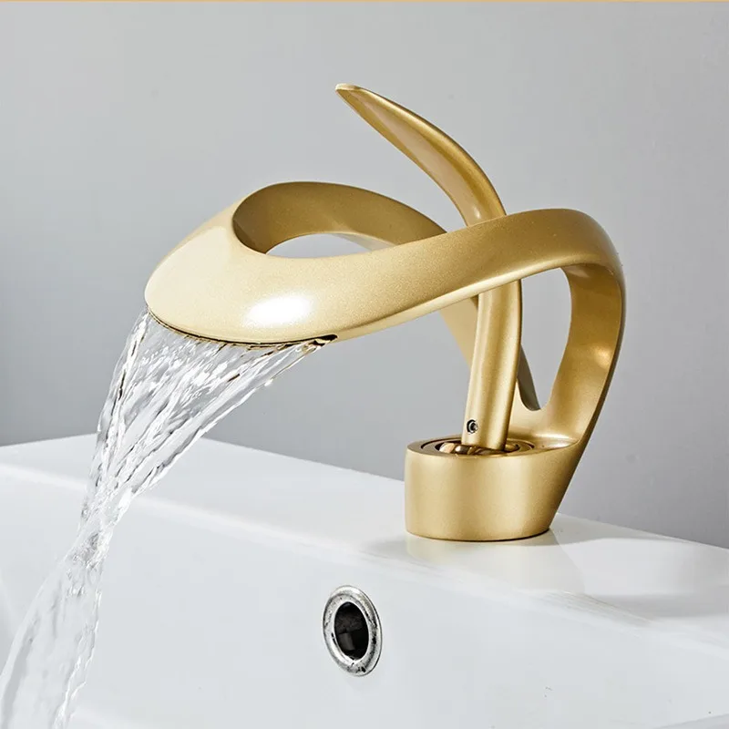 ross-border all-copper waterfall faucet, basin faucet, hot and cold creative bathroom