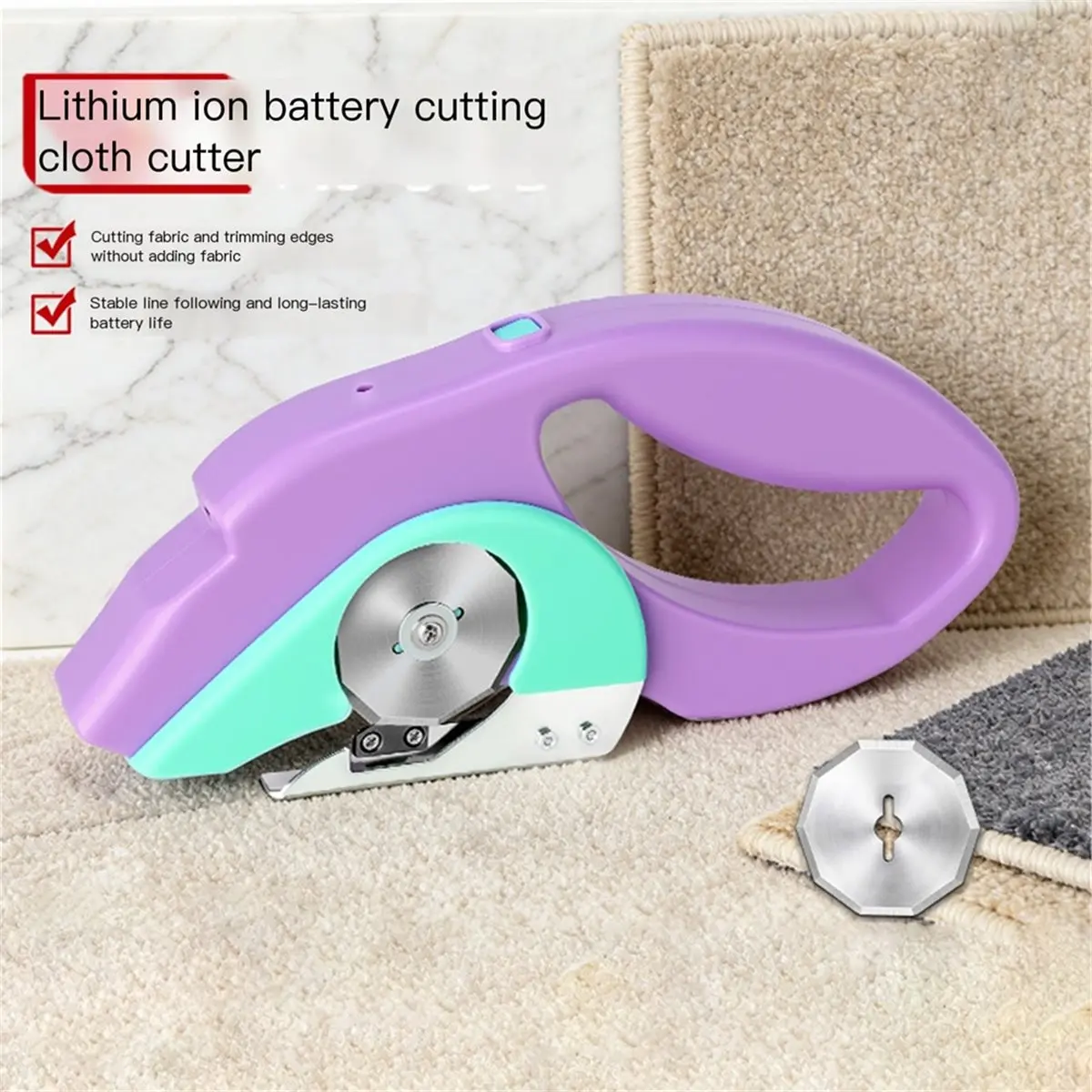 Multi-Purpose Household Lithium- Scissors for Cutting Fabric, Carpets, and Leather, with A Ten-Sided Roller Cutter.