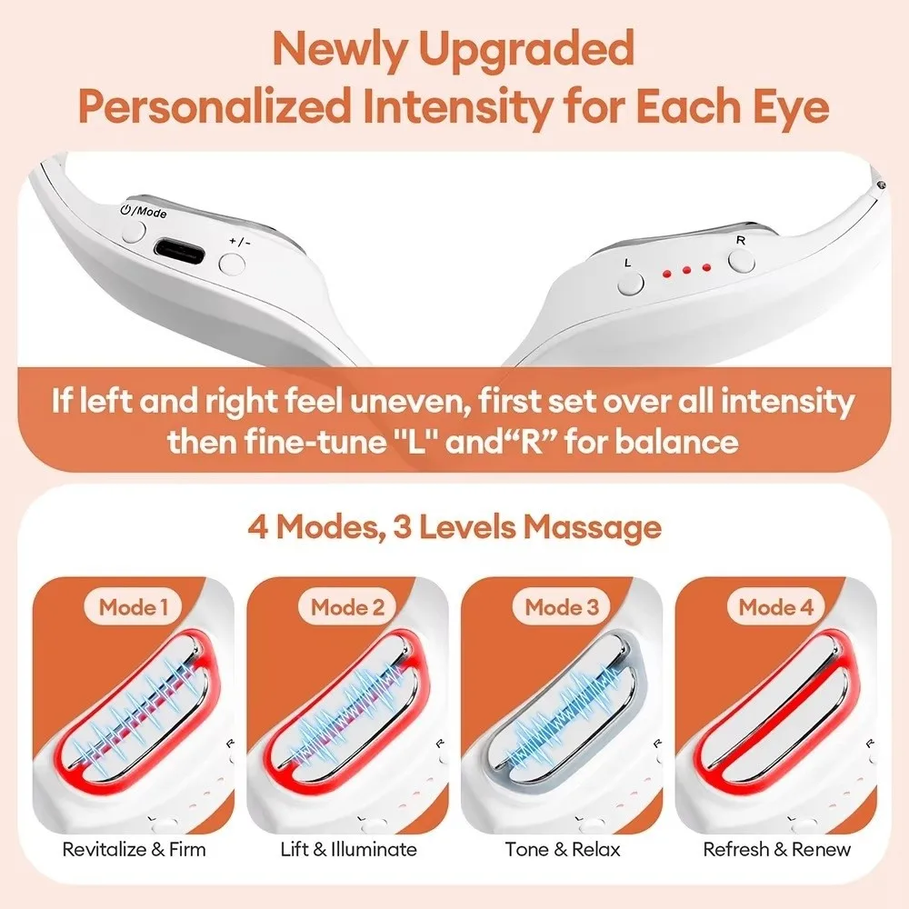 

3D Eye Massager Red Light Under-Eye Massager EMS Eye Massager Electric Eye Fatigue Relief Eye Care Machine Dark Circles Care