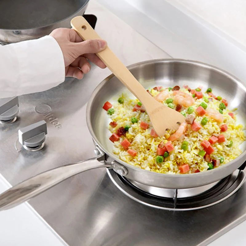 11.81*2.36in Kitchen Kit Bamboo Non Stick Frying Pan Spatula Bamboo Rice Spoon Spatula High Temperature Resistant Cooking Tool