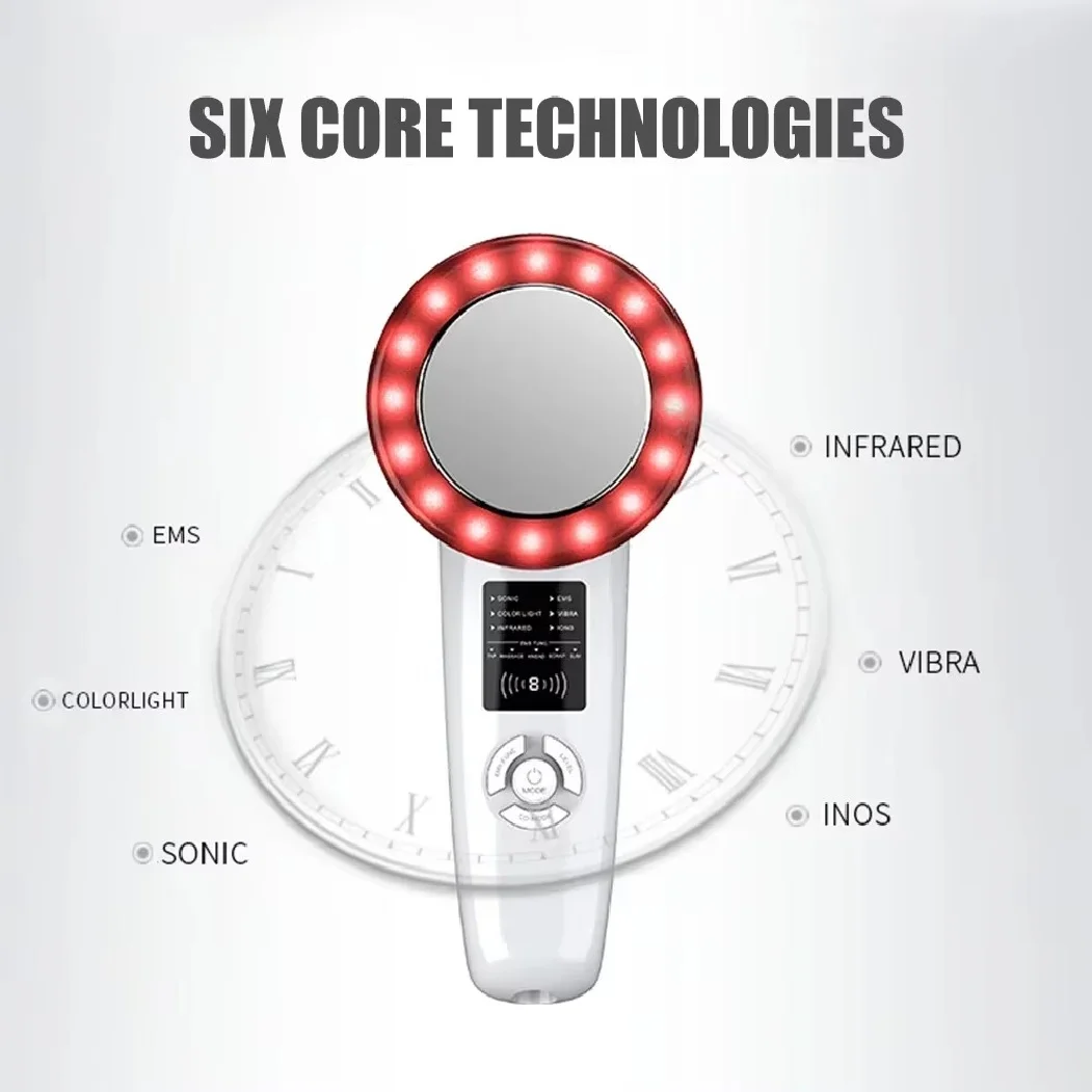 6 IN1 EMS Ultrasound Cavitation Galvanic Ultrasound Body Massager Face Lifting Machine Infrared Therapy Facial Skin Care Tools