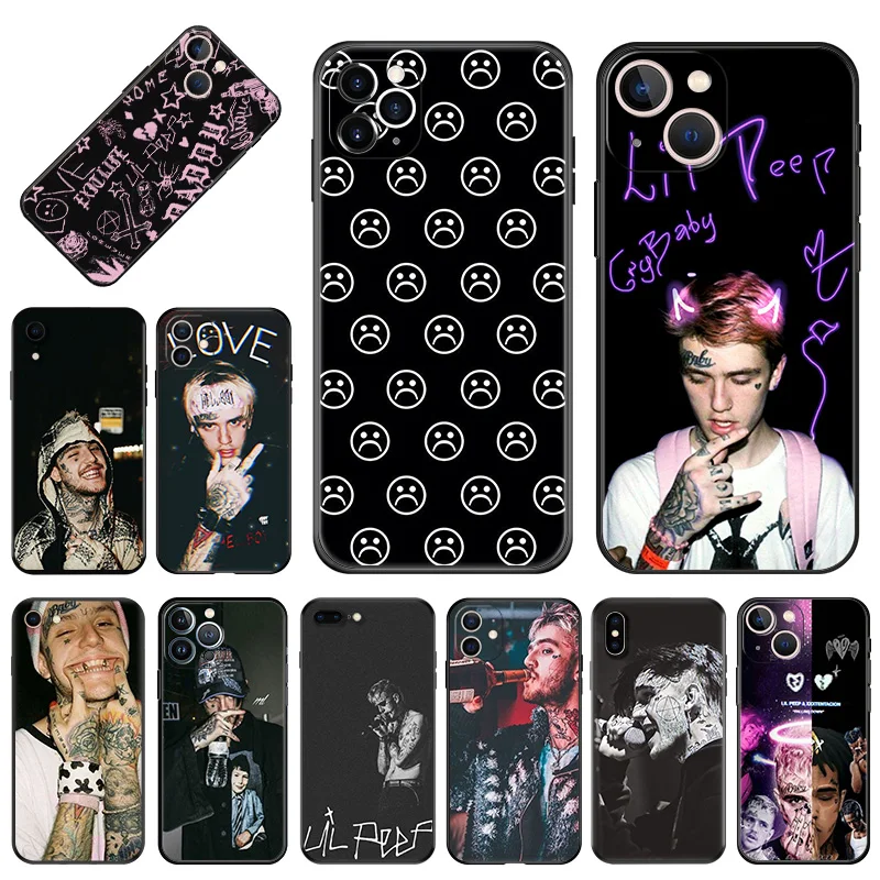 Soft Phone Cases For iPhone 14 15Pro 13 Pro Max 12 11 Mini 7 8 15 6 6S Plus SE XS XR X Lil P-Peep Rapper Black Matte Cover