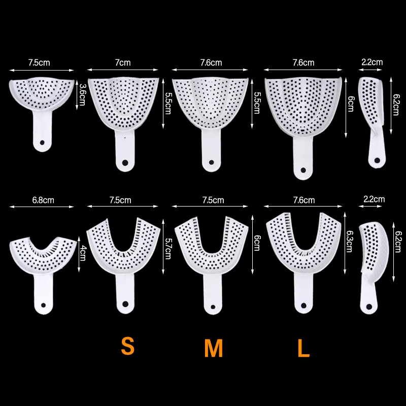 2pcs Dental Impression Trays Disposable Denture Tray Teeth Holder Perforated Oral Care Dentistry Lab Material