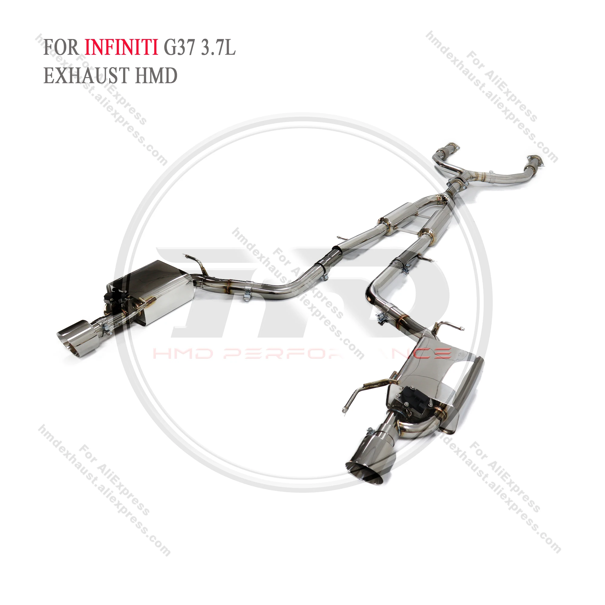 HMD Stainless Steel Exhaust System Performance Catback For Infiniti G37 3.7L Muffler With Valve