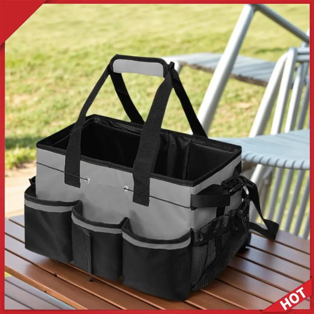 ハンドル付きクリーニングキャディバッグ-クリーニングキャディオーガナイザー-取り外し可能な仕切り-クリーニングオーガナイザートートバッグ-クリーナー、家事手伝い用