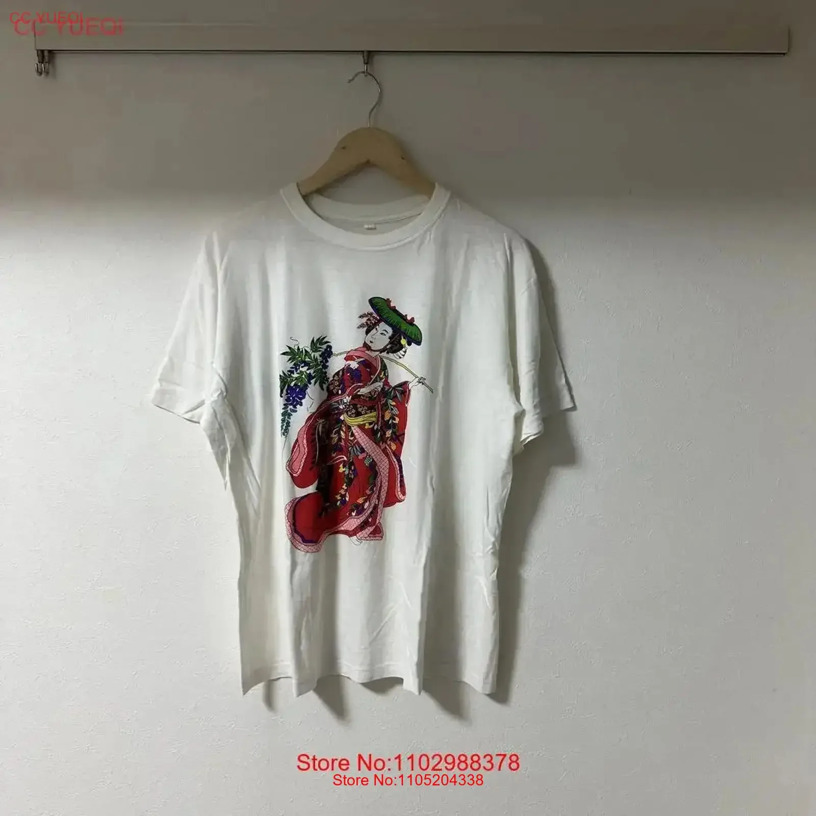 80 90S اليابان الفن القديم تي شيرت اللوحة اليابانية خمر غسلها تنوعا رداء علوي غير رسمي للارتداء اليومي الجرافيك الموضة