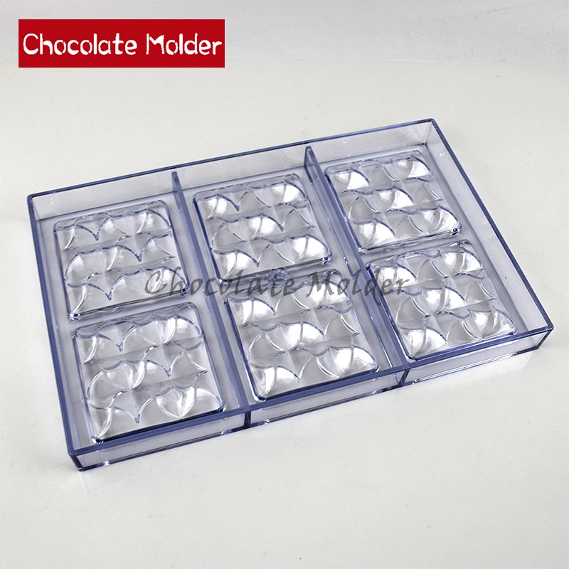 6 Cavity Polycarbonate Chocolate Molds Chocolate Bar Bonbons mini MOULIN Shape Candy Fondant Forms Baking Pastry Tools Mould