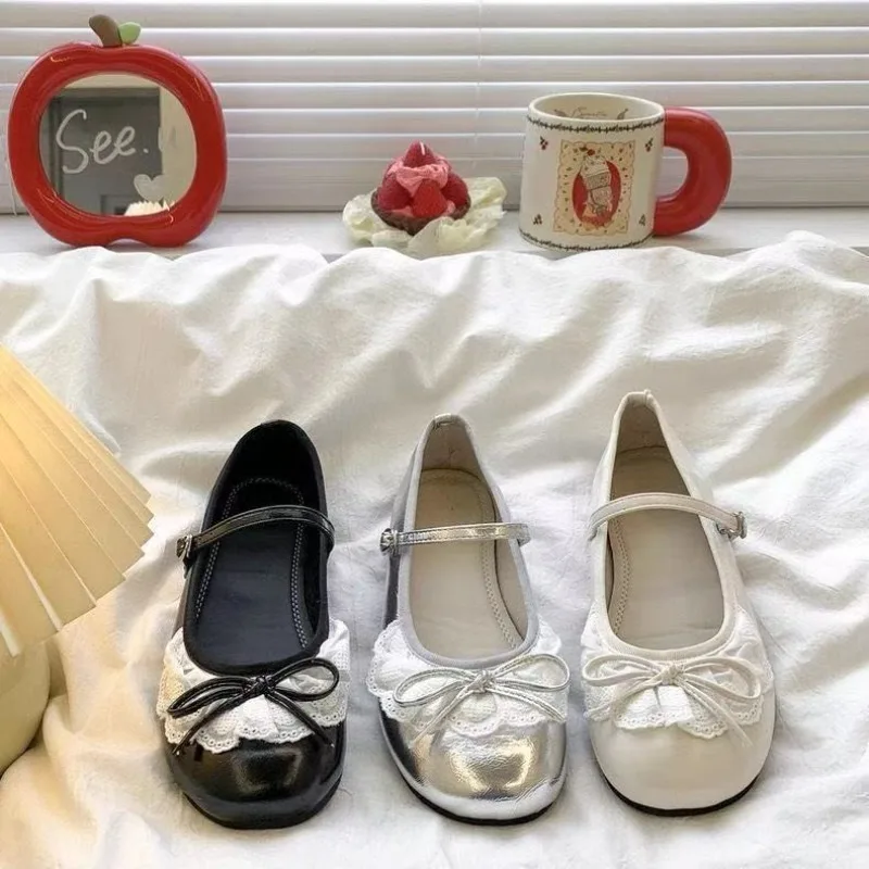Women's Flat Shoes Beige Girls' Single Shoes Soft Ballet Ladies Shoes All-Season Lady Footwear Female Women's Mary Jane Shoes