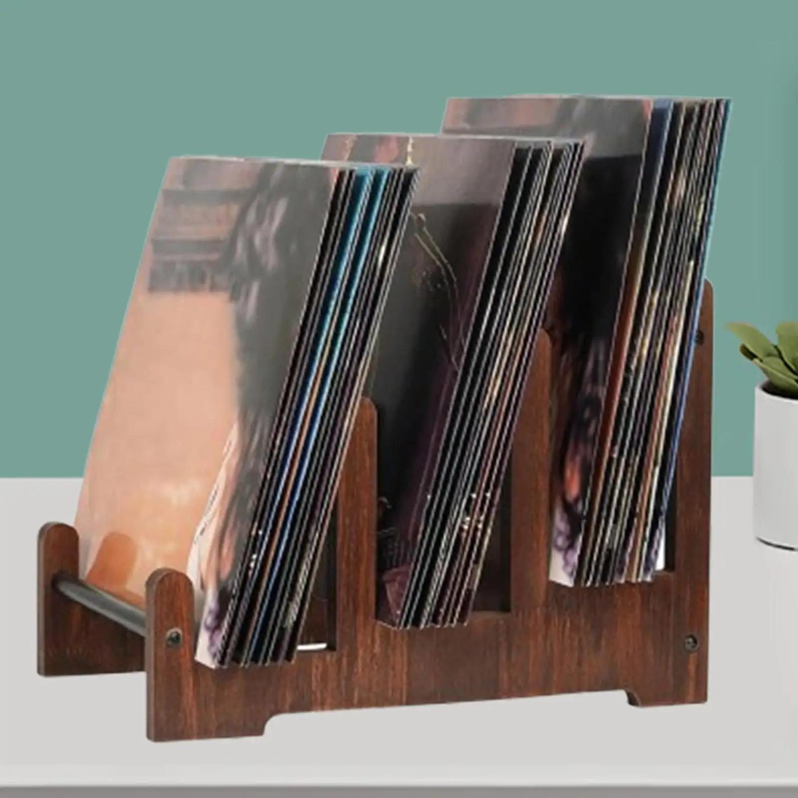 

Vinyl Records Storage Holder Wood Minimalist Countertop Lightweight Display Stand for Comics files Books Magazines Apartment