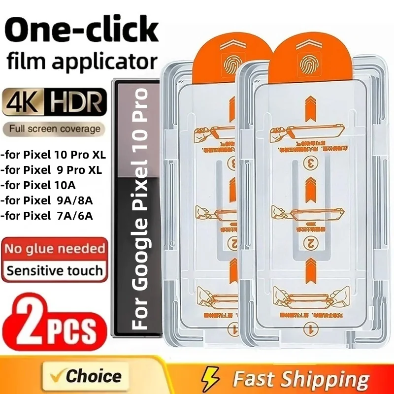 

2Pcs For Google Pixel 9 10 Pro XL 7 8 Pro 6A 7A 8A 9A 10A Oleophobic Coating Dust Free Easy Installation Screen Protector Glass