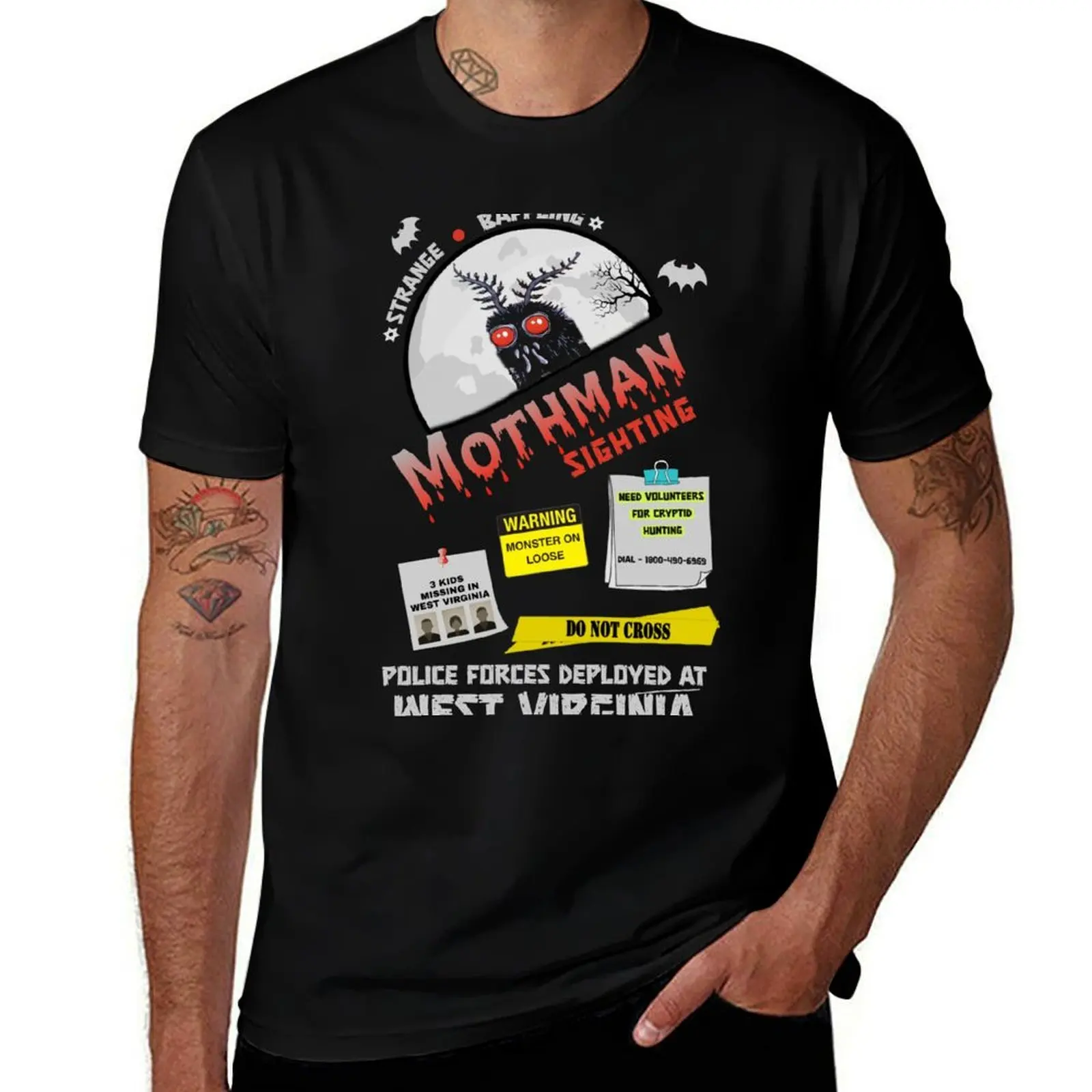 Retro mothman sighting T-Shirt Tough Fabric Work Tee