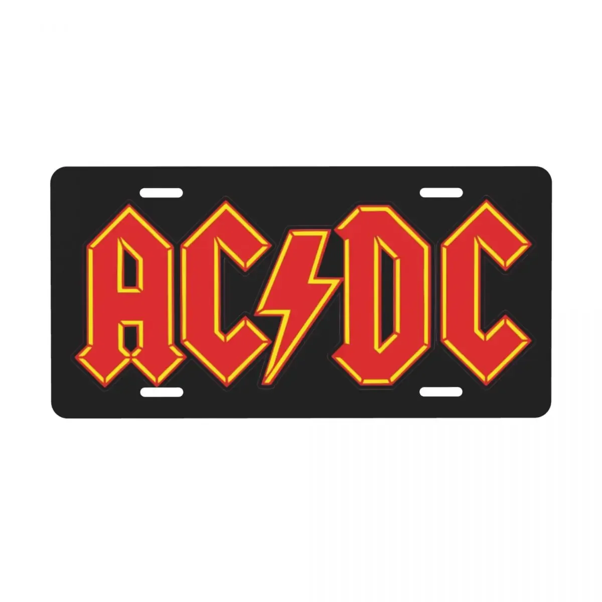 AC DC Logo License Plate Novelty Rock And Roll Decorative Car Front License Plate Aluminum Metal Sign Vanity Tag 12x6 Inch