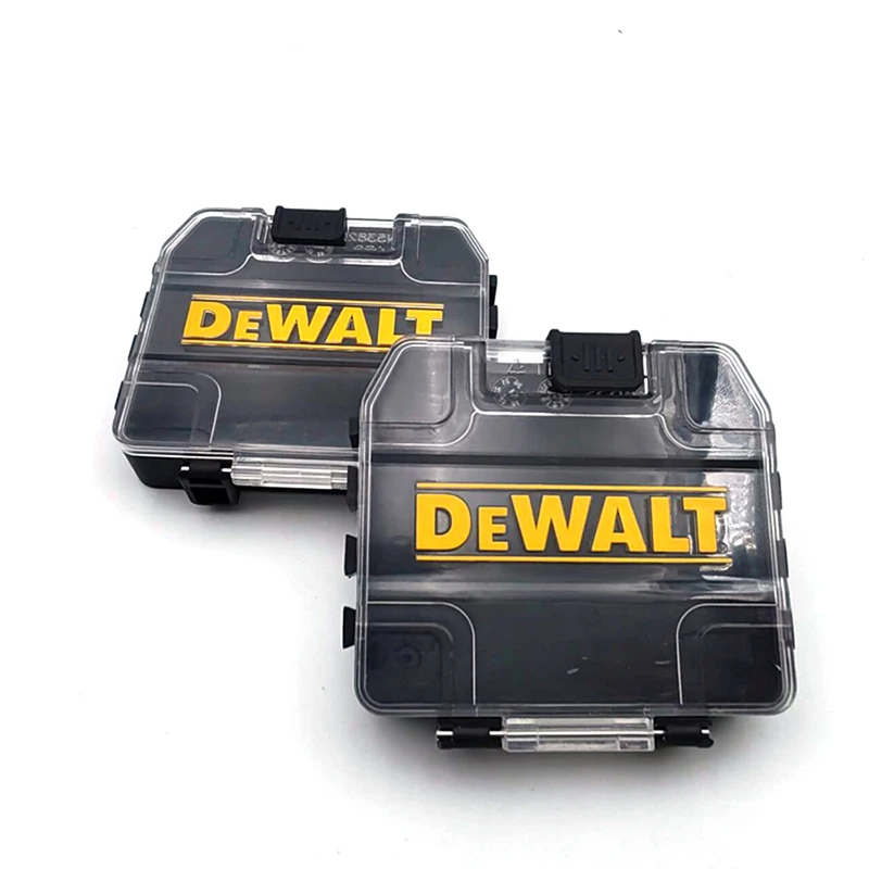 Immagine 3: DEWALT Set di 2 Contenitori Piccoli, Scatole Organizzative in Plastica Nera con Coperchi Trasparenti per Punte e Piccole Parti