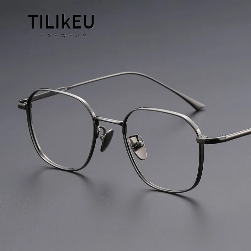 

New Ultra-Light Pure Titanium Square Men Eyeglasses Frame 1909 Japanese Designer Retro Minimalist Women Anti Blue Glasses Frames