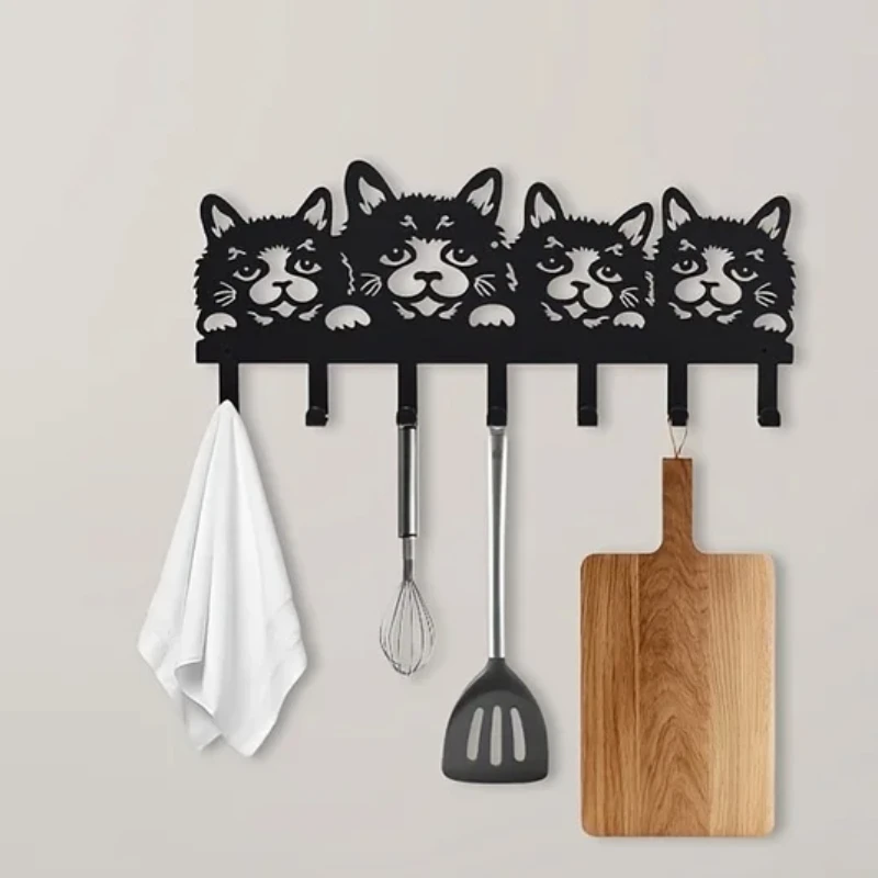 

Metal Cat Coat Hooks Wall Mounted, Metal Wall Hooks, Hat, Towel, For Coat, Entry Hooks, Animal Wall Hook-Cat Coat Hooks