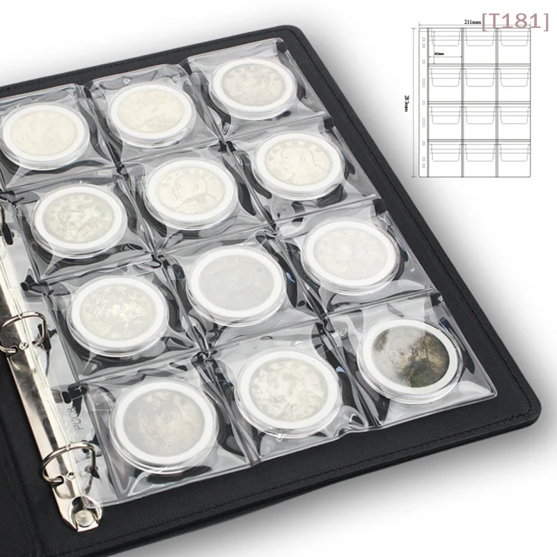 [E] 9/12 Grids Classic Plastic Coin Holder Sheet Storage Collection Money Album Case For Collection Album Photo Storage