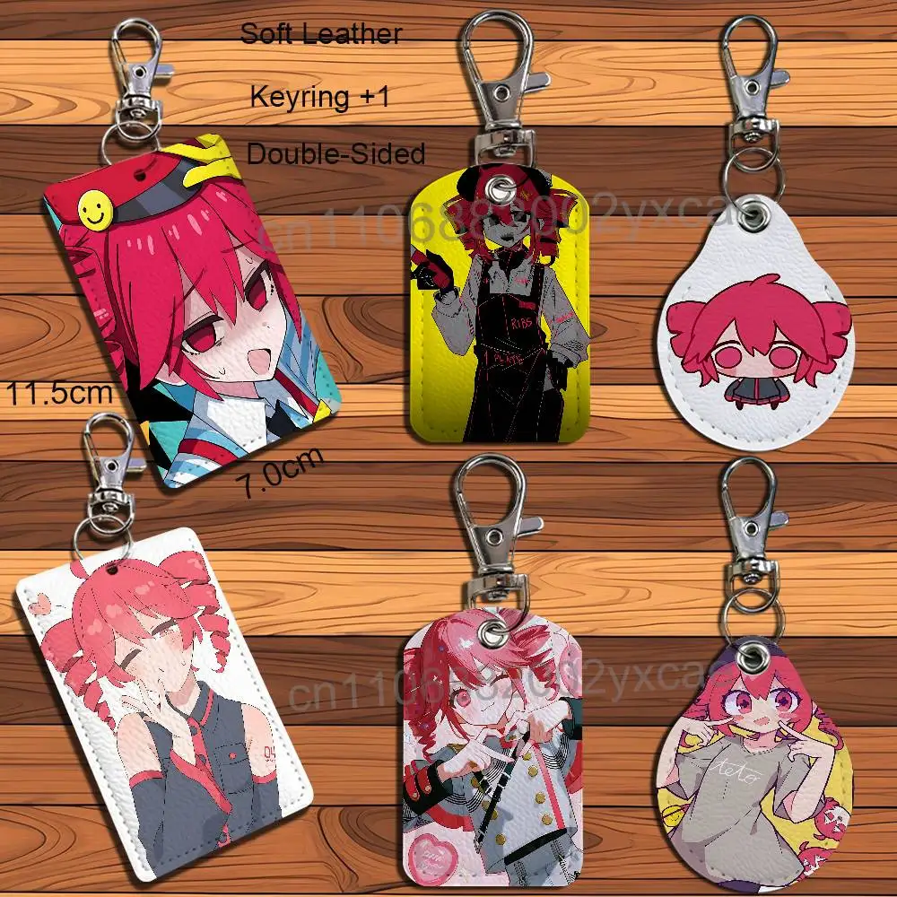 

Red-haired singer Kasane Teto Keychain Holder Suitable For Subway Bank Card Bus Card Case Badge Holder Wallet Card Textured