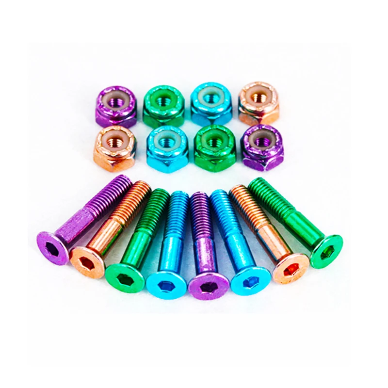 1 set skateboard hardware 25mm Colorful inner Hexagon Carbon Steel Skateboard Bolts and Screws