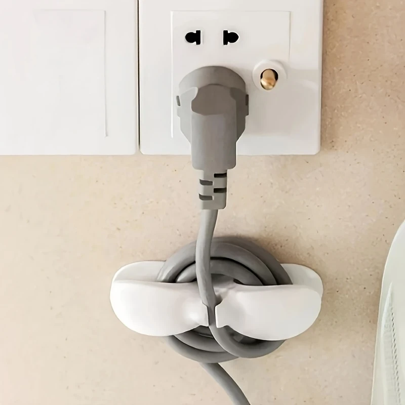 5A Adhesive Cable Organizer White Black Plastic Cord Holder Kitchen Wire Bracket for Air Fryer Coffee Maker Blender Kitchen Home