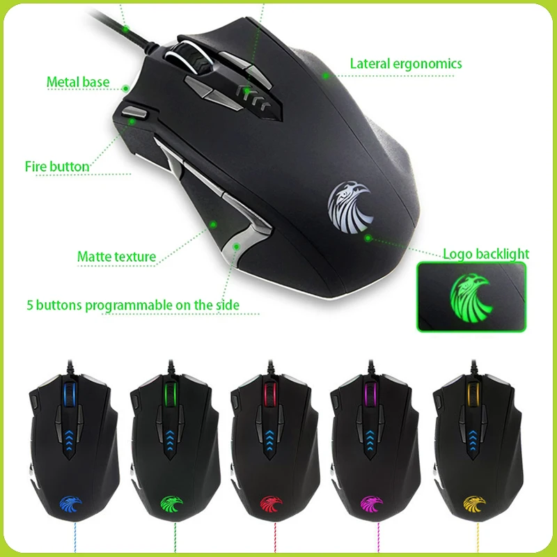 Z7900 Wired PC Gamer Mouse USB RGB 4000DPI Backlight Ergonomic Mechanical Gaming Mice Mouse for Office Home Use Laptop Computer