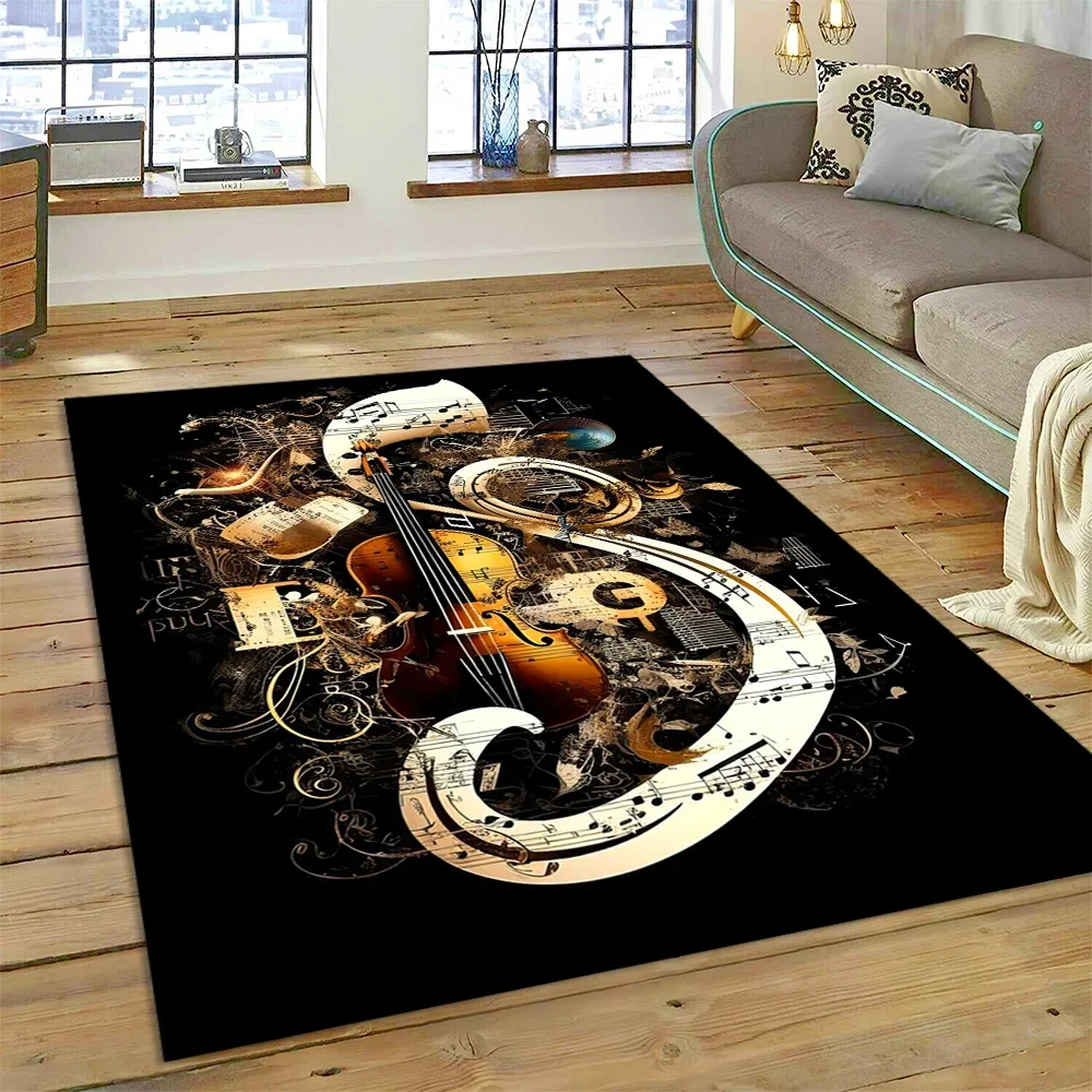 Colorful Musical Note Music Score Cartoon Carpet Rug for Home Living Room Bedroom Sofa Doormat Decor,Kids Area Rug Non-slip Mat