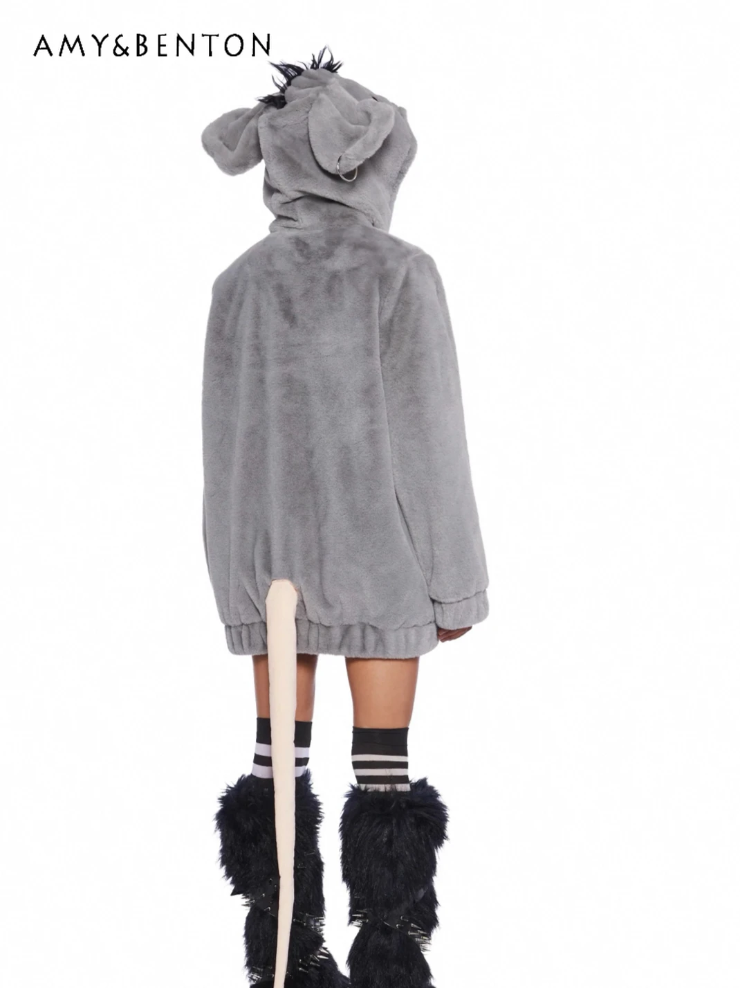 

Punk Subculture Cartoon Embroidered Plush Jackets for Women Halloween American Y2K Sweet Cute Autumn Winter Thickened Coat