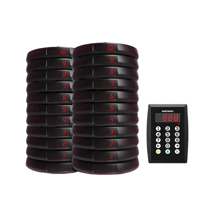 Customer Queuing Call Equipment Wireless Cheap Restaurant Coaster Pager JT-935 20 Pagers+1 Keypad Wireless System Wholesale