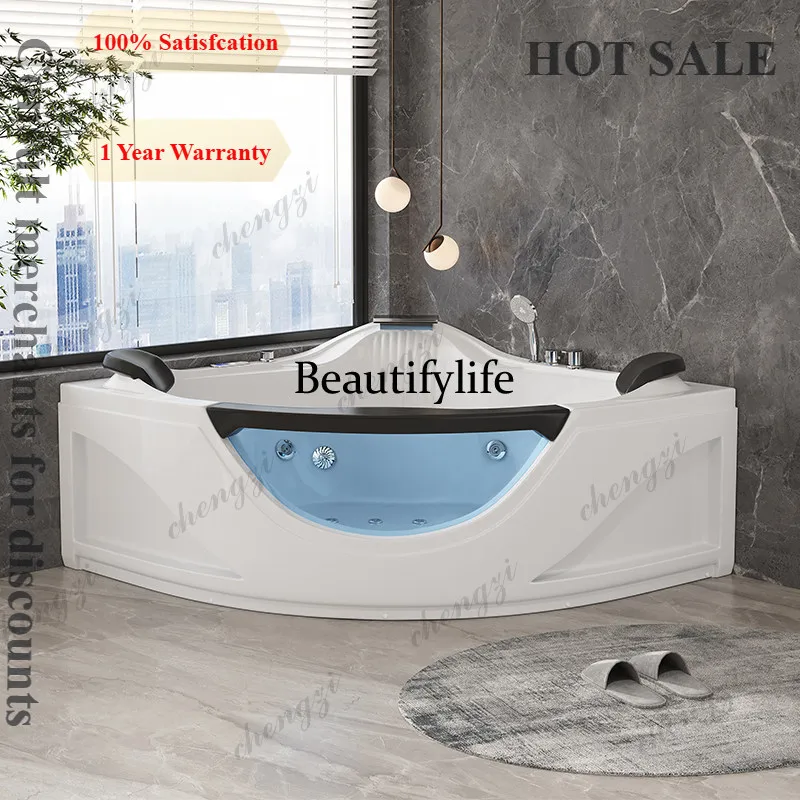 B56 Triangular scalloped bathtub surf massage home smart thermostatic heating double, villa bathtub