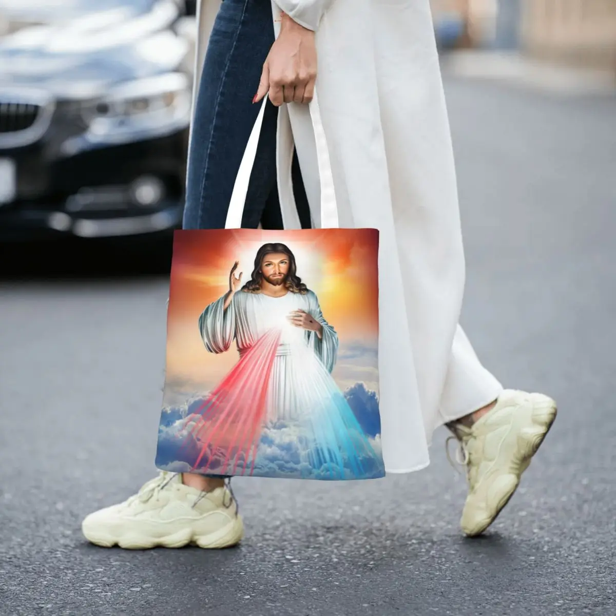 Jesus Christ Catholic Bible Merch Canvas Tote Bag for Women Aesthetic Religious Chrisitan Saint Trend Bags Handbang