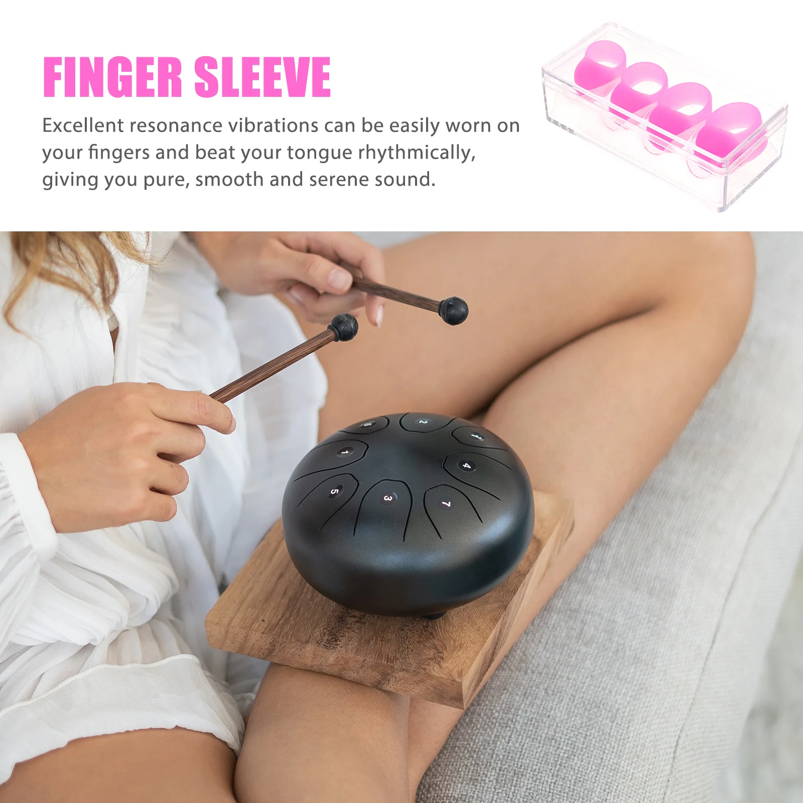 4 قطعة الصلب اللسان طبل إصبع الأكمام سيليكون مكافحة الألم فنجر يغطي طبل ممارسة حماة قرع أداة #5