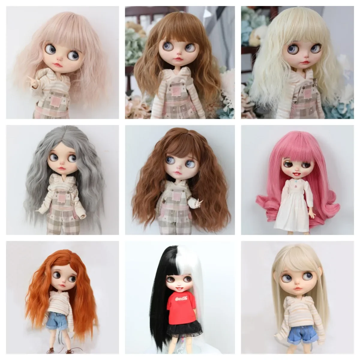 Qbaby BJD AMY Doll Wig is Suitable For Blythe Size Doll Accessories Tress Hair Temperature Silk Hair Instant Noodle Roll Long