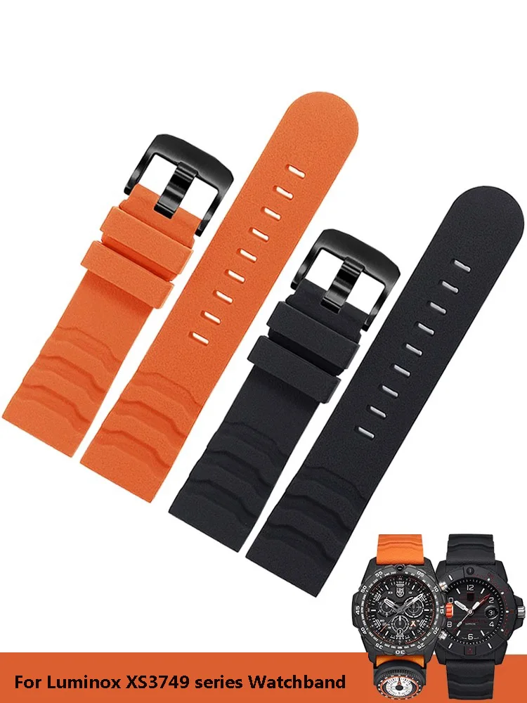 Fluoro Rubber Strap 24mm for Luminox XS3749 3789 3741 3745 Men's Waterproof Silicone Band Bracelet Watch Accessories with logo