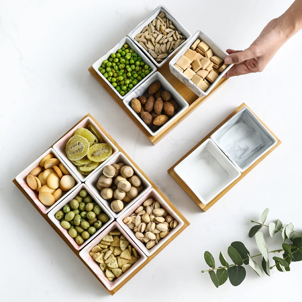 

Nordic Ceramic Marble Fruit Plate Creative Snack Dish Dried Food Storage Bowl For Party Home Grey Appetizer Dessert Nut