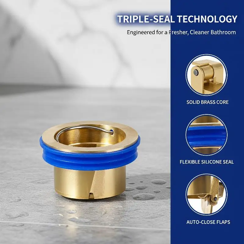 Durable Brass Alloy Floor Drain Core Anti Odor Backflow Prevention Mold Proof For Bathroom Shower Kitchen Sink