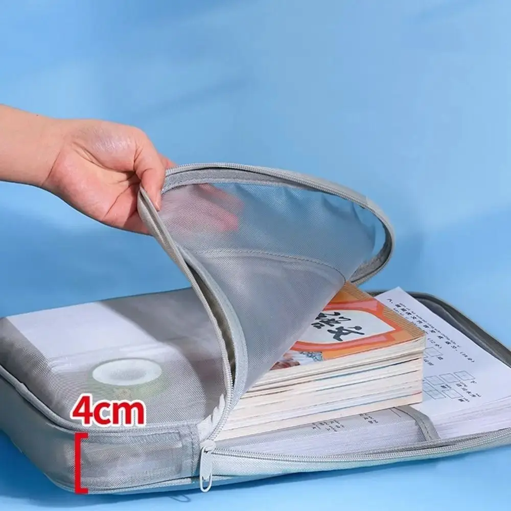 Convenient Portable Mesh Zipper Pouch Bag Large Capacity Thickened Document Organizer Breathable Handle File Pockets Business