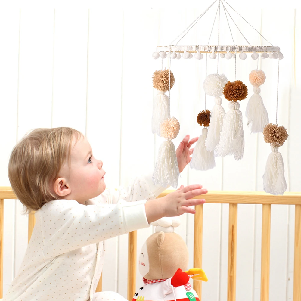 เตียงเด็ก Rattle ทารกแรกเกิดเปล Rattle ลูกปัด Bed Bell หมุน Wind Chime Decor เนอสเซอรี่เด็กห้องแขวนตกแต่ง