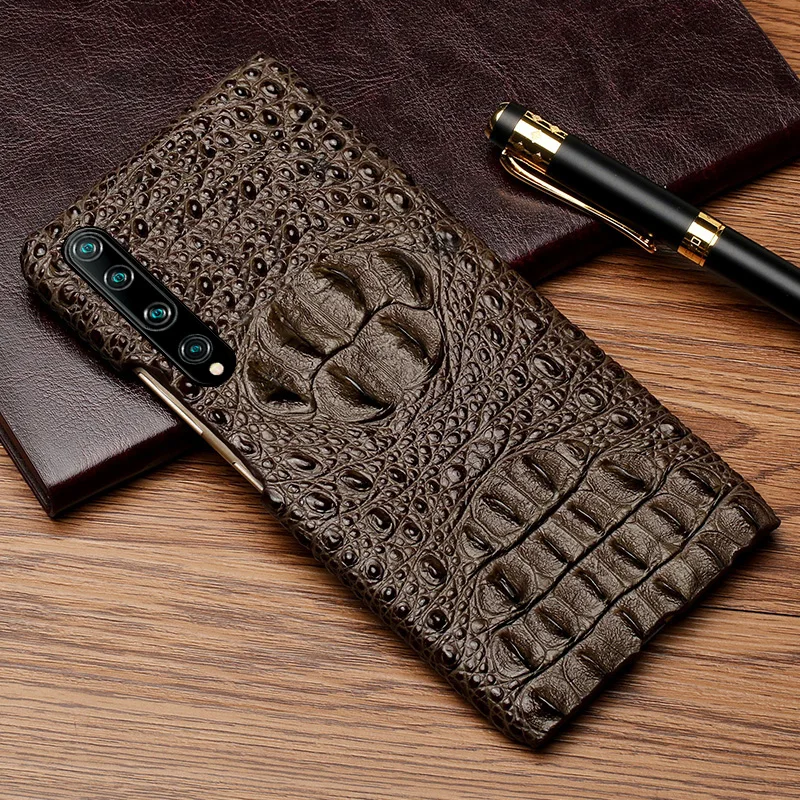 LANGSIDI Men business Leather case for Xiaomi mi 10 10pro shockproof Fashion fundas cover Luxury crocodile leather coque capas