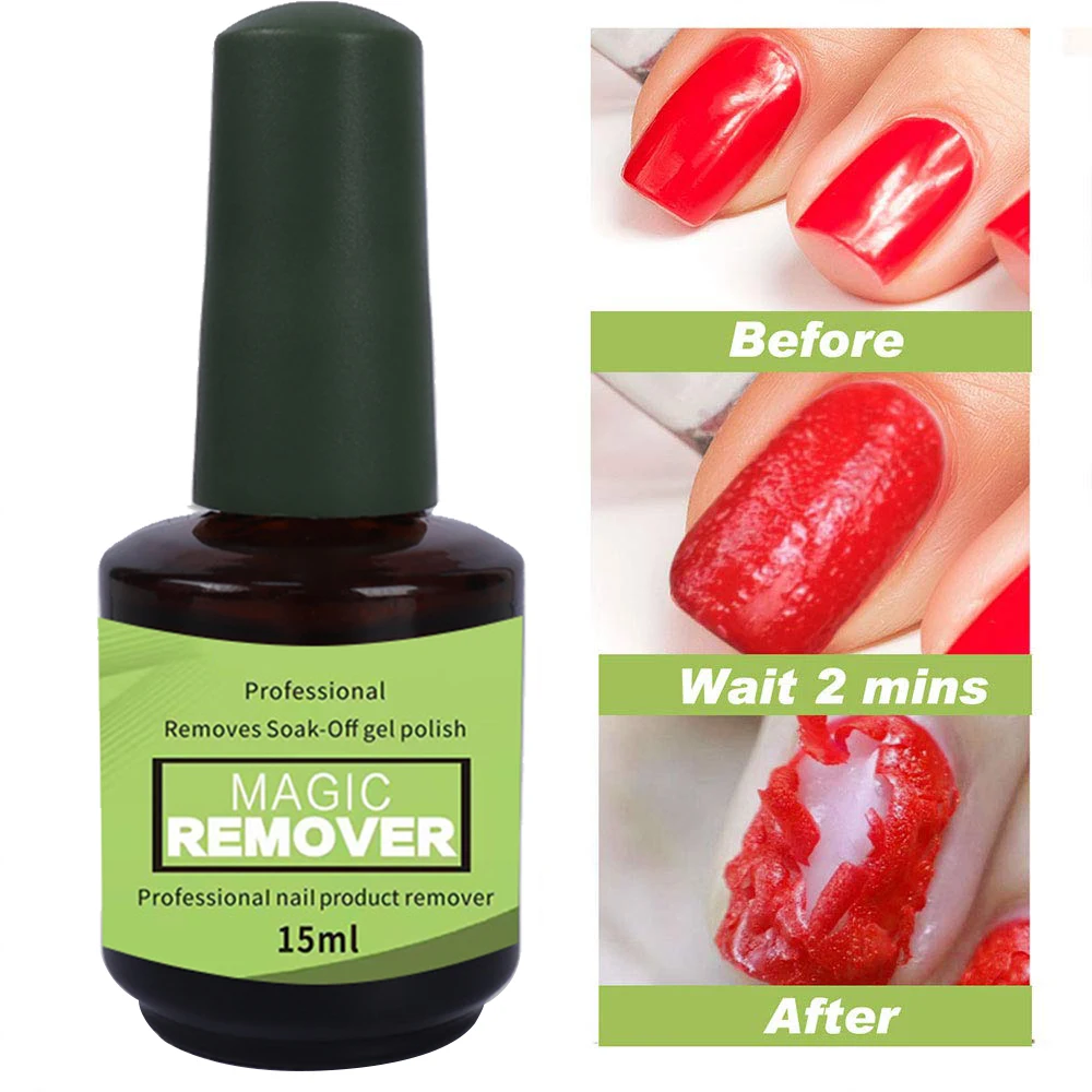 15ML Gel Nail Polish Remover Burst Professional Gel Polish Remover in 3-5 Mins Quickly Removes Soak off Gel Polish 0.25fl Oz