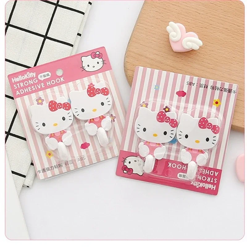 

Sanrio Hello Kitty Wall Hooks Cute Cartoon KT Cat Fashion Strong Adhesive Non-marking Clothes Hook Bathroom Accessories Gifts