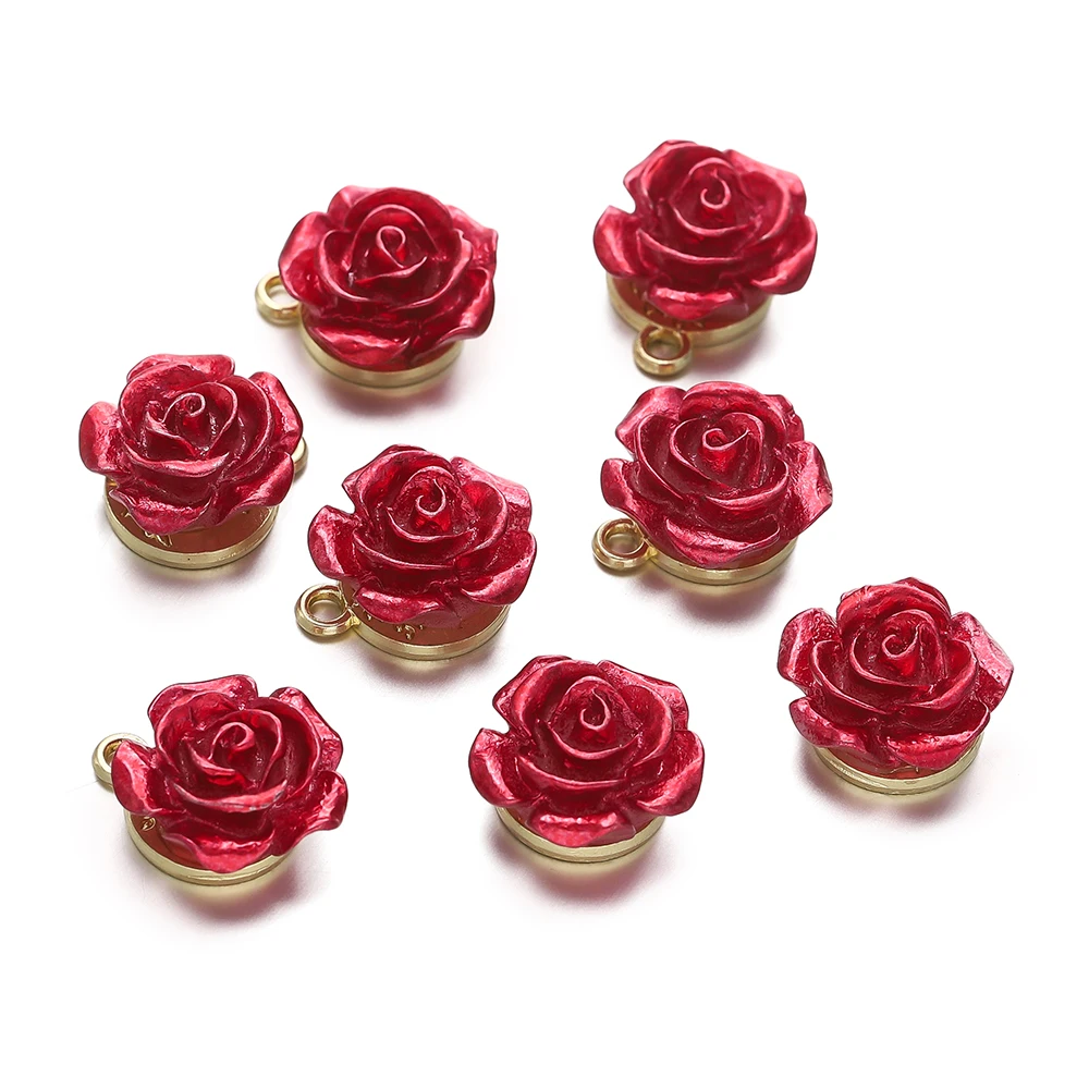 5Pcs/lot Alloy Retro Rose Pendant Charms KC Gold Pendant for DIY Jewelry Necklace Bracelet Making Supplies