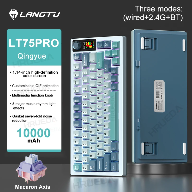 

LangTu LT75Pro Индивидуальная офисная высококачественная игровая механическая клавиатура для киберспорта Bluetooth Беспроводное тройное соединение