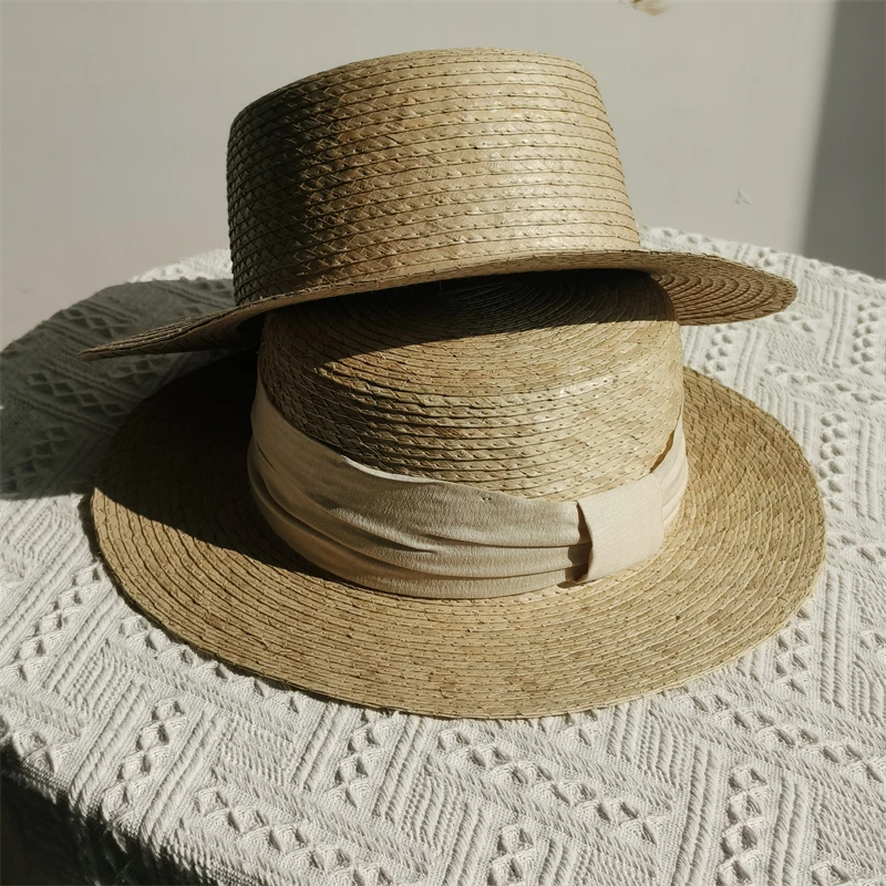 French Nature straw hat for women bower Palm leaf weaving fedora hats elegant hat ladies sun hat beach summer jazz hat panama