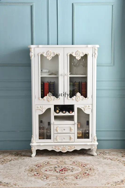 

yj32 New French Korean wine cabinet Mediterranean pastoral white corner cabinet, European simple