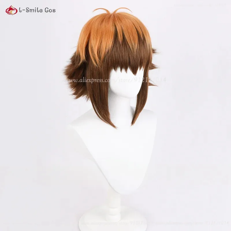 Jaden Yuki Cosplay Wig 30cm Orange Brown Mix Wigs Yuki Judai Cosplay Anime Cosplay Wig Heat Resistant Synthetic Hair + Wig Cap