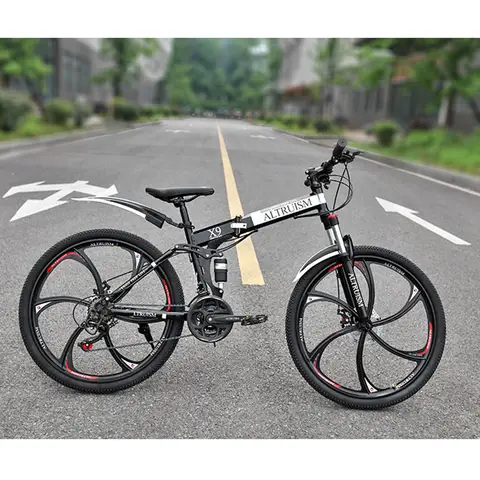 26 Inch Mountain Bike for Men & Women, 21 Speed Dual Suspension Adult Bicycle with Adjustable Disc Brake High Carbon Steel Frame