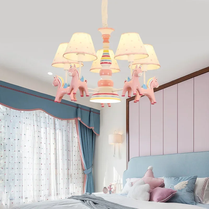 Nordic simple personality children's room princess room boy and girl bedroom creative cartoon carousel Pendant Lights LX111002